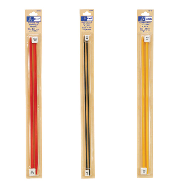 Birch 30cm (12") Plastic Single Point Knitting Needles (2.25mm - 10mm)