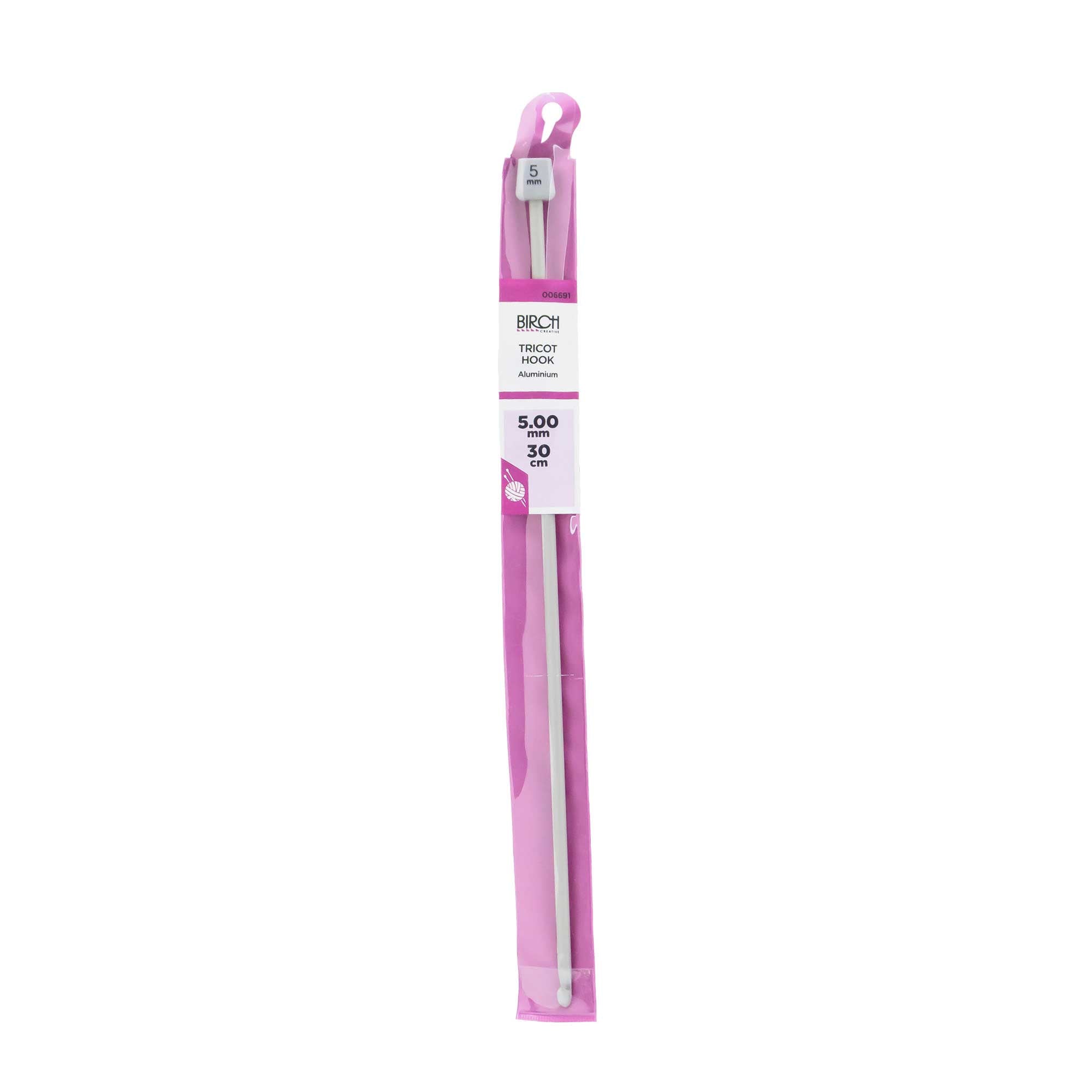 Birch 30cm (12") Aluminium Tricot Crochet Hook (2.00mm - 6.00mm)