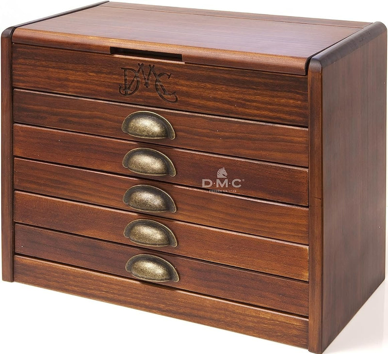DMC Vintage Chest Embroidery Thread Collector's Box - 5 Drawers
