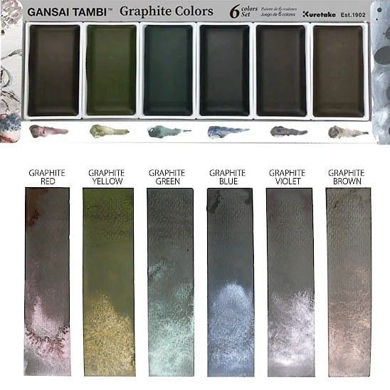 Kuretake Gansai Tambi Japanese Metallic Watercolour Paint - 6 Pan Set