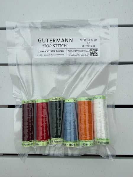 Assorted Pack - Gutermann "Top Stitch" 30m Sewing Thread - 6 x Shades