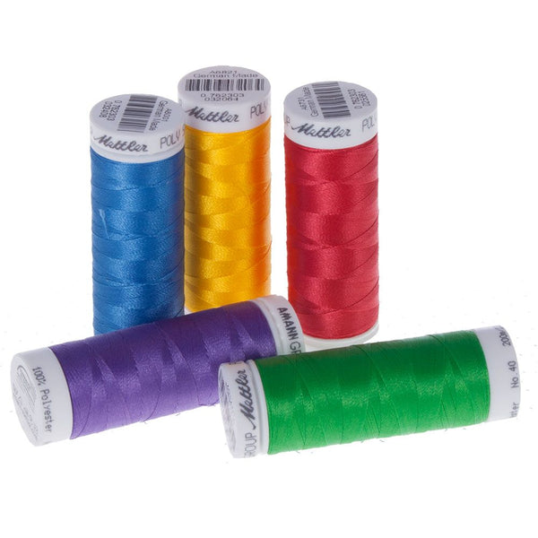 Assorted Pack - Mettler "Poly Sheen No. 40" 200m Embroidery Thread - 9 x Shades