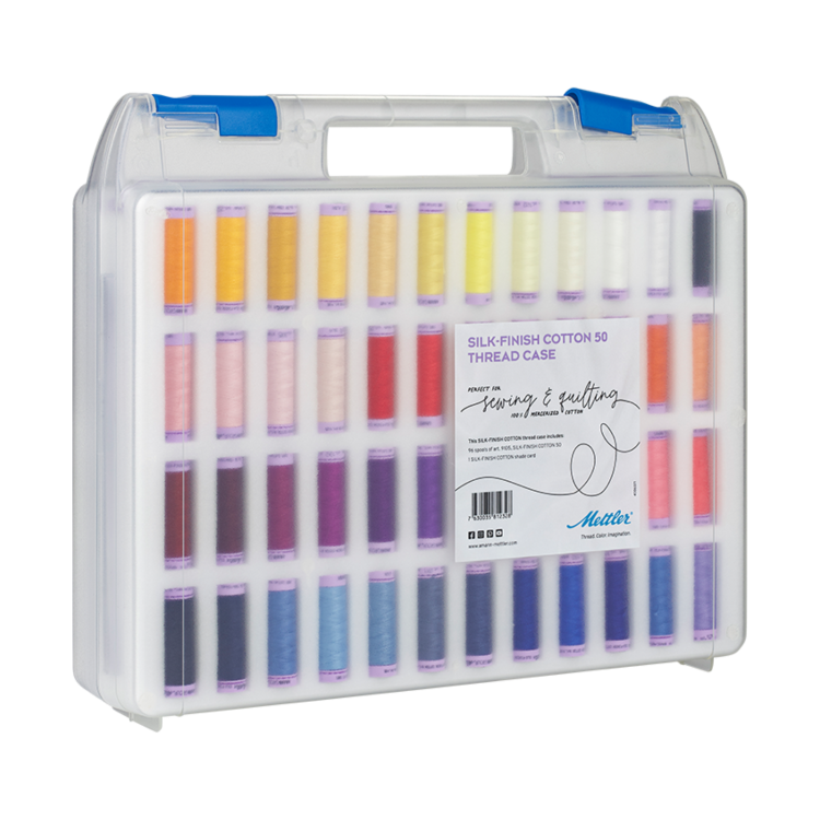 Mettler "Silk Finish Cotton No.50" Sewing Thread Case with 96 Spools