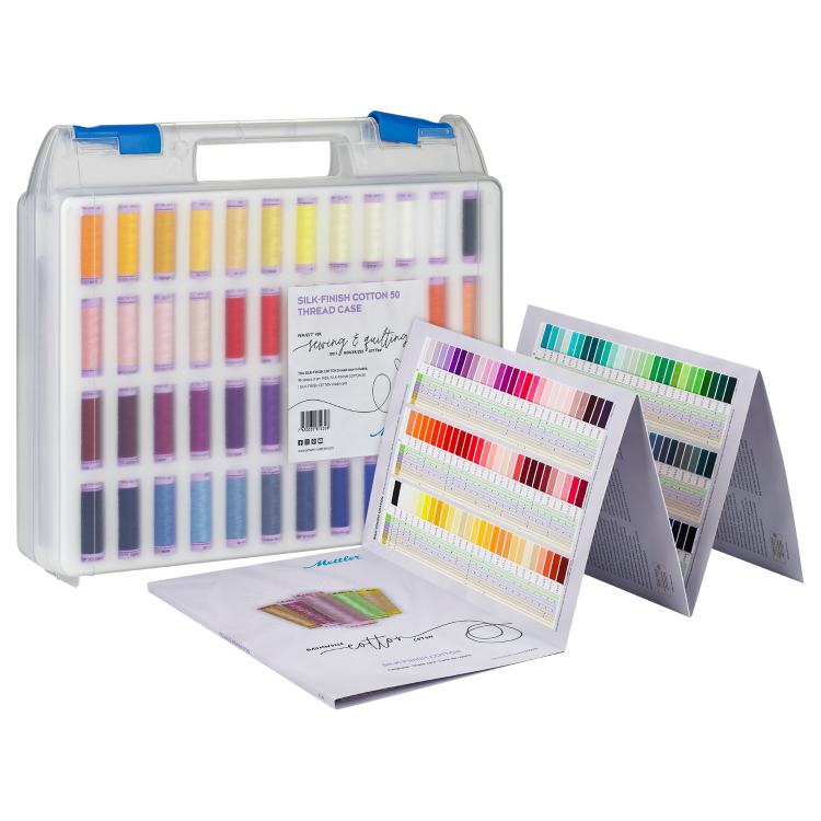 Mettler "Silk Finish Cotton No.50" Sewing Thread Case with 96 Spools
