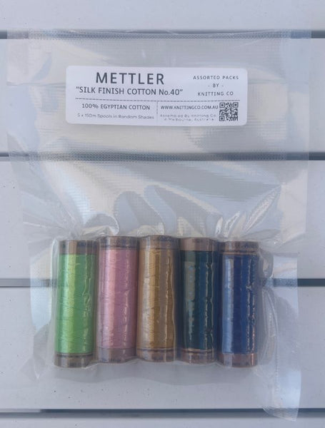 Assorted Pack - Mettler "Silk Finish Cotton No. 40" 150m Embroidery Thread - 5 x Shades
