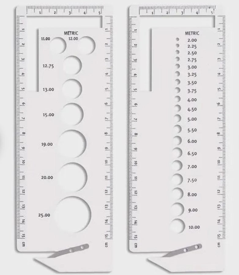 Pony Knitting Needle Gauge & Ruler w Yarn Cutting Blade