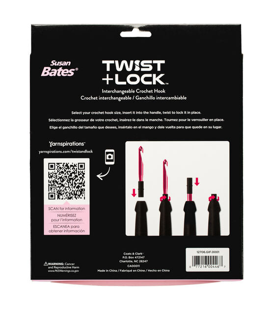 Susan Bates "Twist + Lock" Interchangeable Crochet Hooks - Deluxe Set