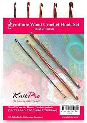 KnitPro "Symfonie" Wood Double End Crochet Hooks - Set of 5  | KNITTING CO.