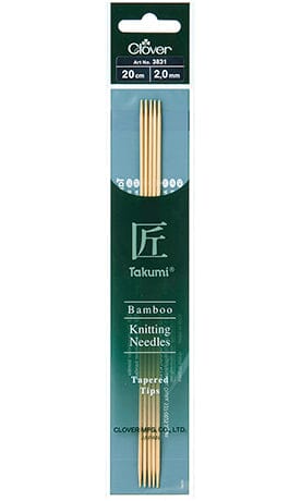 Clover "Takumi" Bamboo Double Point Knitting Needles - 20cm (8")