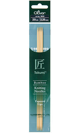 Clover "Takumi" Bamboo Double Point Knitting Needles - 20cm (8")