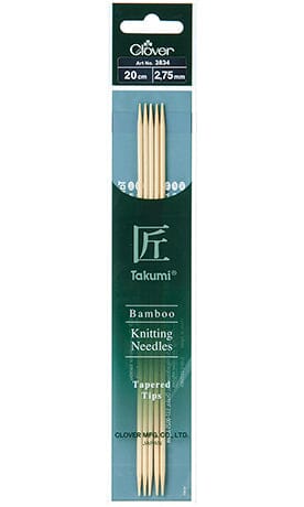 Clover "Takumi" Bamboo Double Point Knitting Needles - 20cm (8")