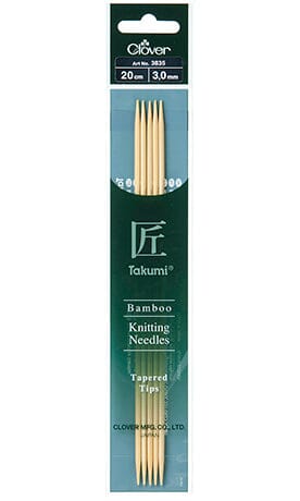 Clover "Takumi" Bamboo Double Point Knitting Needles - 20cm (8")