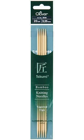 Clover "Takumi" Bamboo Double Point Knitting Needles - 20cm (8")