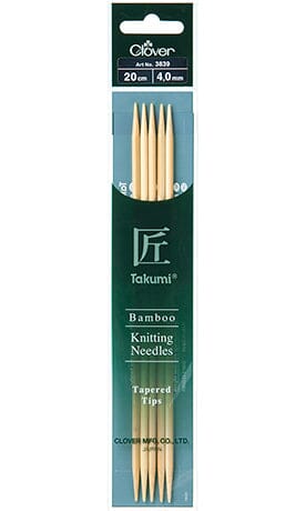Clover "Takumi" Bamboo Double Point Knitting Needles - 20cm (8")