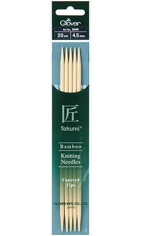 Clover "Takumi" Bamboo Double Point Knitting Needles - 20cm (8")