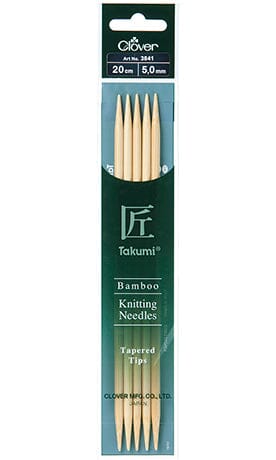 Clover "Takumi" Bamboo Double Point Knitting Needles - 20cm (8")