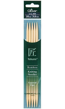 Clover "Takumi" Bamboo Double Point Knitting Needles - 20cm (8")