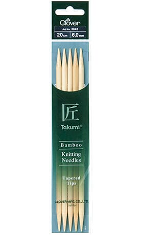 Clover "Takumi" Bamboo Double Point Knitting Needles - 20cm (8")
