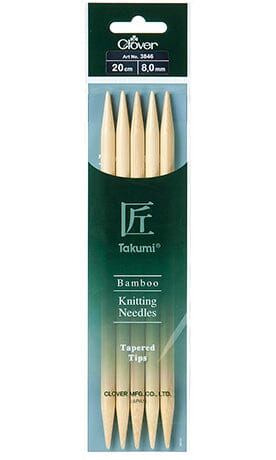 Clover "Takumi" Bamboo Double Point Knitting Needles - 20cm (8")