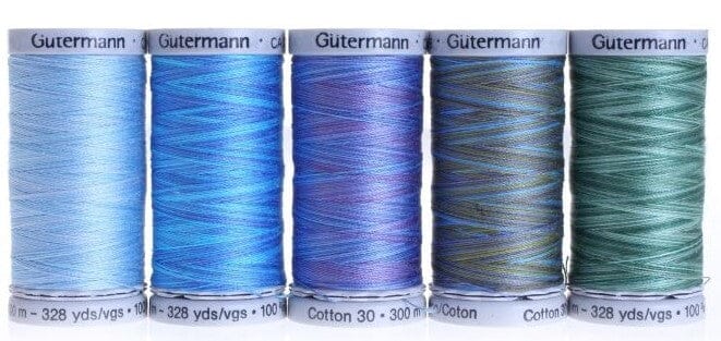 Assorted Pack - Gutermann "Cotton 30" 300m Machine Embroidery Thread - 5 x Shades