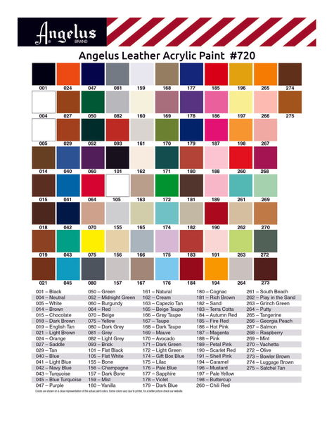 Angelus 29ml (1oz) Acrylic Leather Paint (Shades #000 - #099)