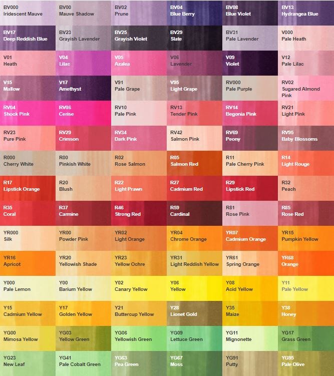 Copic Ciao Double-Tip Individual Markers - Colour List B