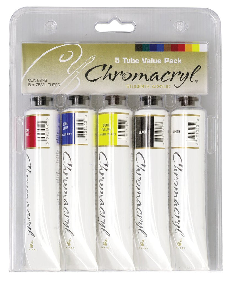 Chromacryl Acrylic Paint Tube - Set of 5 (Cool or Warm Colours)
