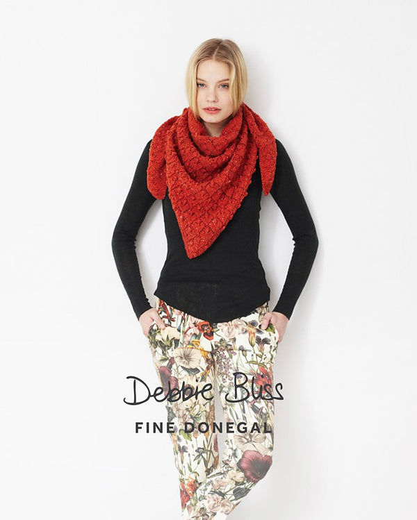 Debbie Bliss "Fine Donegal" 4-Ply Knitting Pattern Leaflet - #024 Triangular Lace Shawl