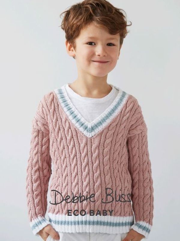Debbie Bliss "Eco Baby" 5-Ply Knitting Pattern Leaflet - #105 Kids Cricket Sweater