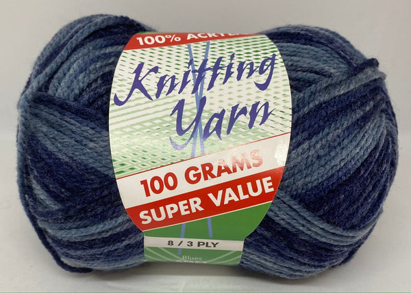 Everyday Super Value 100g Acrylic 8-Ply Knitting Yarn - Prints