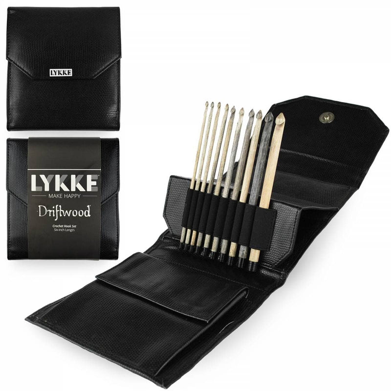 Lykke "Driftwood" Wood 6" (15cm) Crochet Hooks - Set of 10