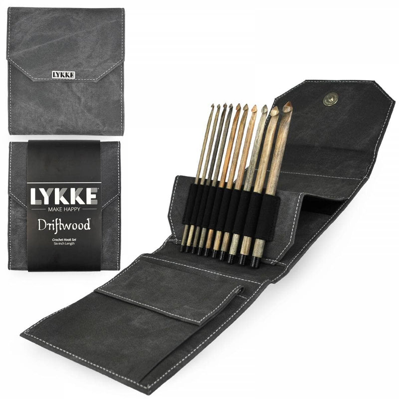 Lykke "Driftwood" Wood 6" (15cm) Crochet Hooks - Set of 10