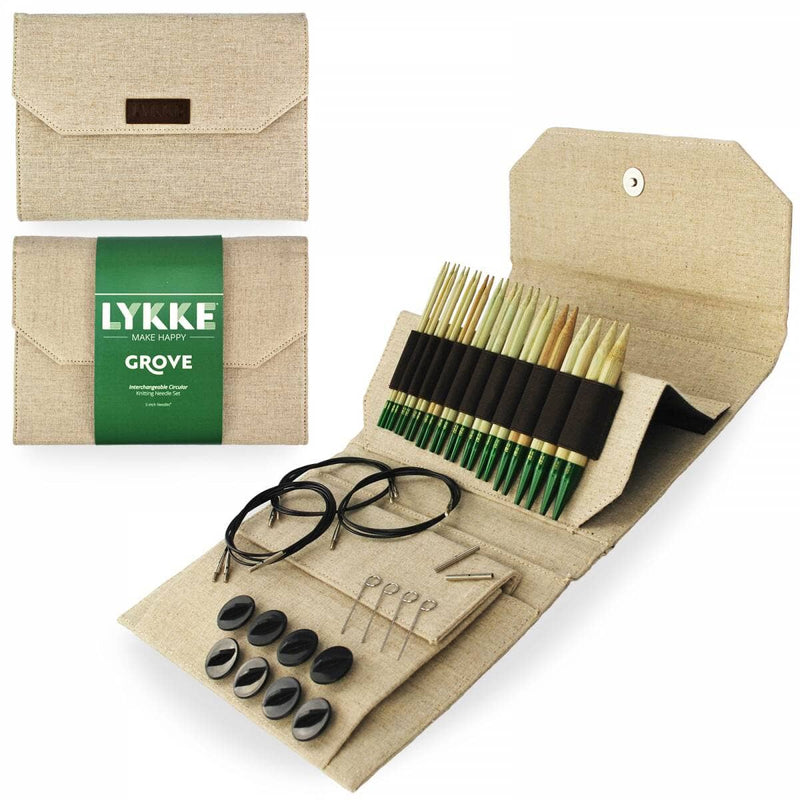 Lykke "Grove" Bamboo 5" Interchangeable Circular Knitting Needles Set - Beige