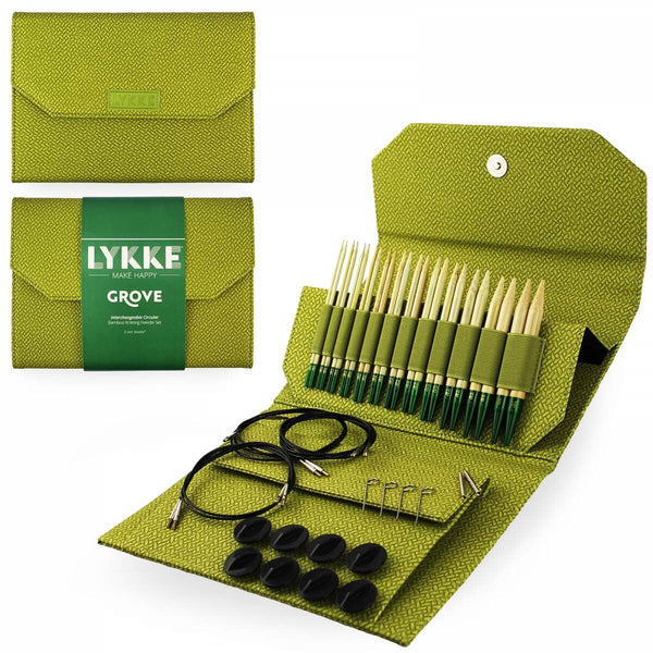 Lykke "Grove" 13cm (5") Bamboo Interchangeable Circular Knitting Needle Set - Green