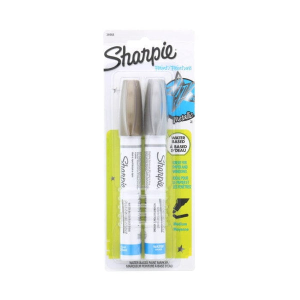 Sharpie Water-based Paint Marker Medium Tip Pens Twin Pack - Gold/Silver