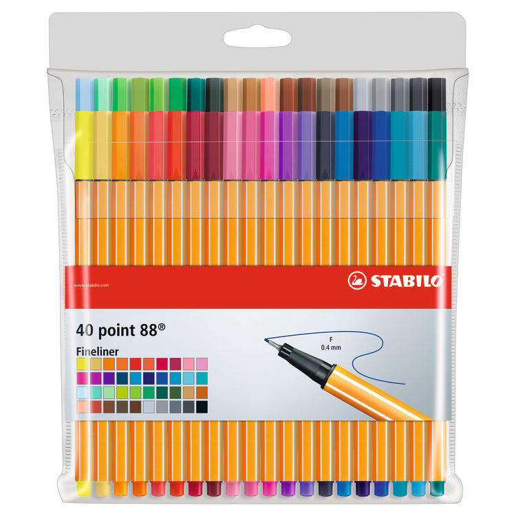 Stabilo "Point 88" Fineliner 0.4mm Pen Pack - Set of 40 Colours
