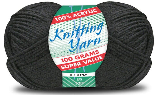 Everyday Super Value 100g Acrylic 8-Ply Knitting Yarn - Solids