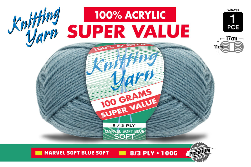Everyday Super Value 100g Acrylic 8-Ply Knitting Yarn - Choose Your Colour