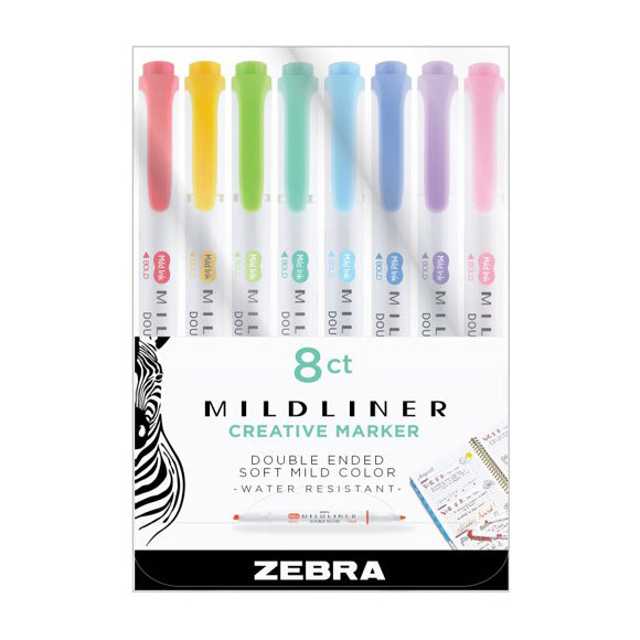 Zebra Mildliner Double Ended Highlighter Markers - Set of 8