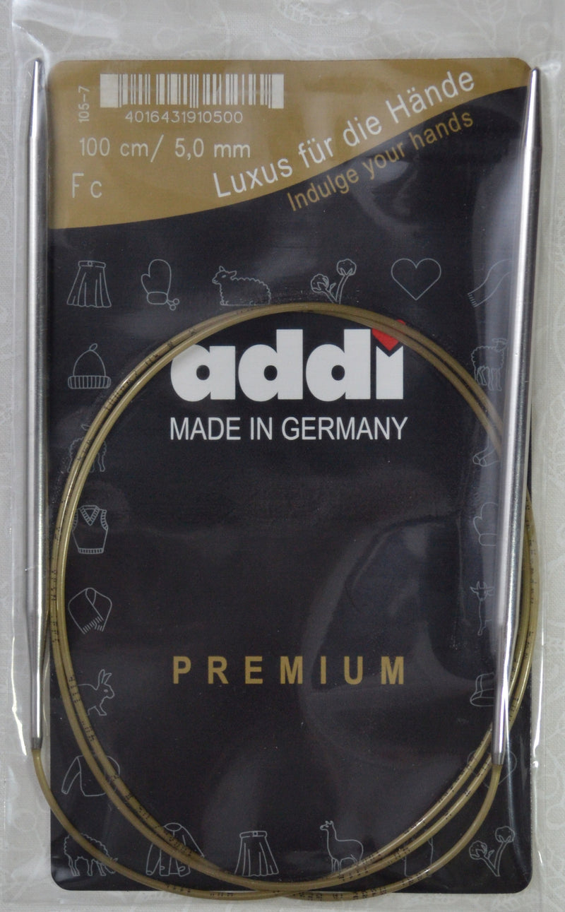 Addi Brass Tip Circular Knitting Needles - 100cm (40")