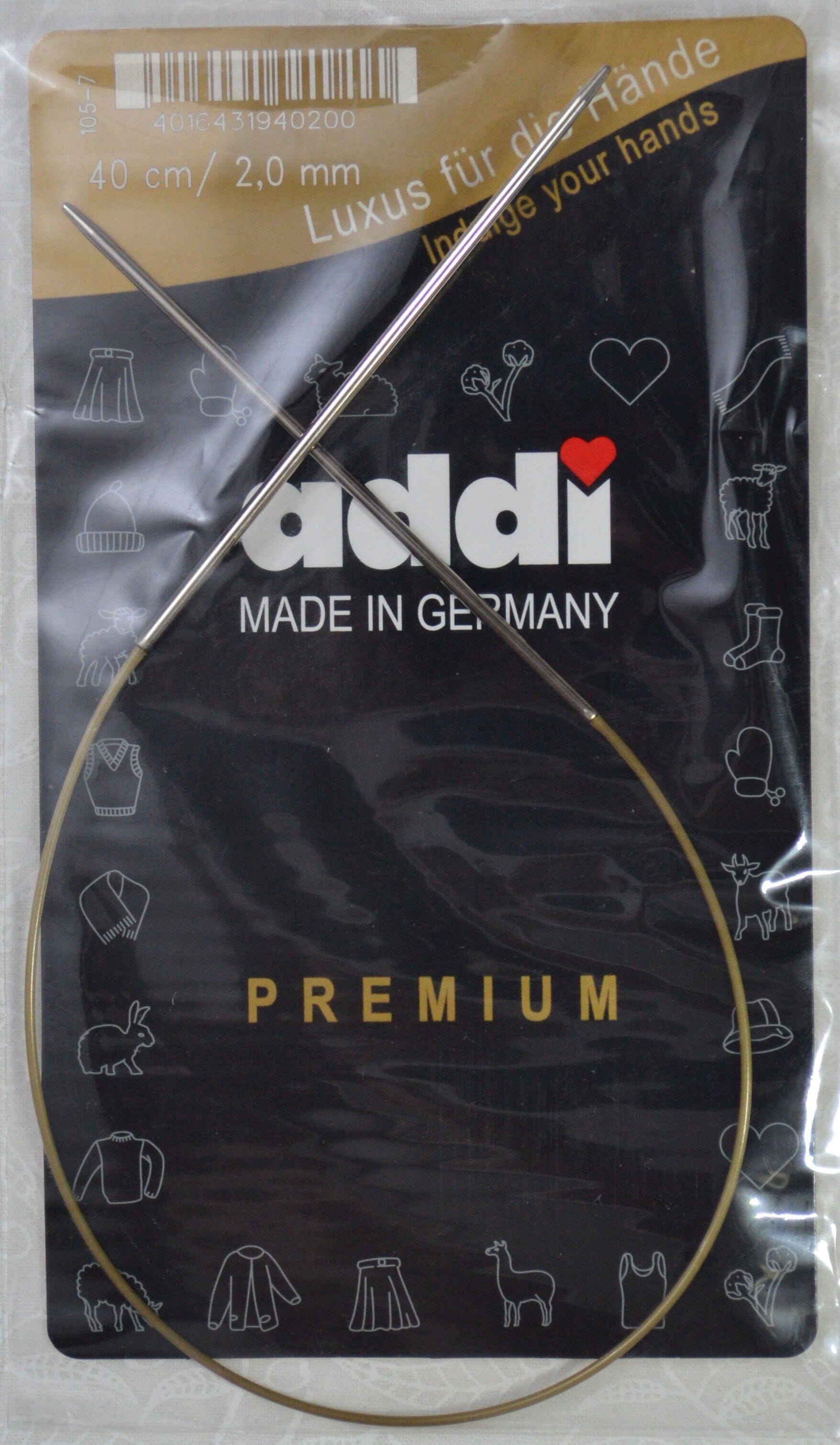 Addi Brass Tip Circular Knitting Needles - 40cm (16")