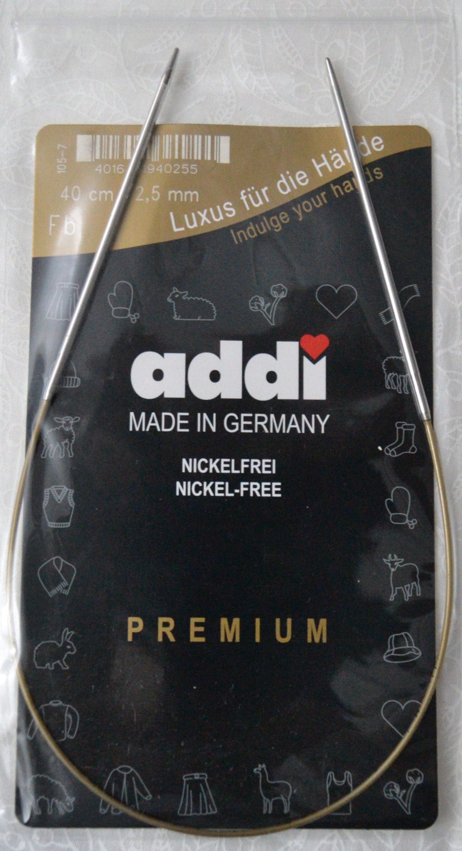 Addi Brass Tip Circular Knitting Needles - 40cm (16")