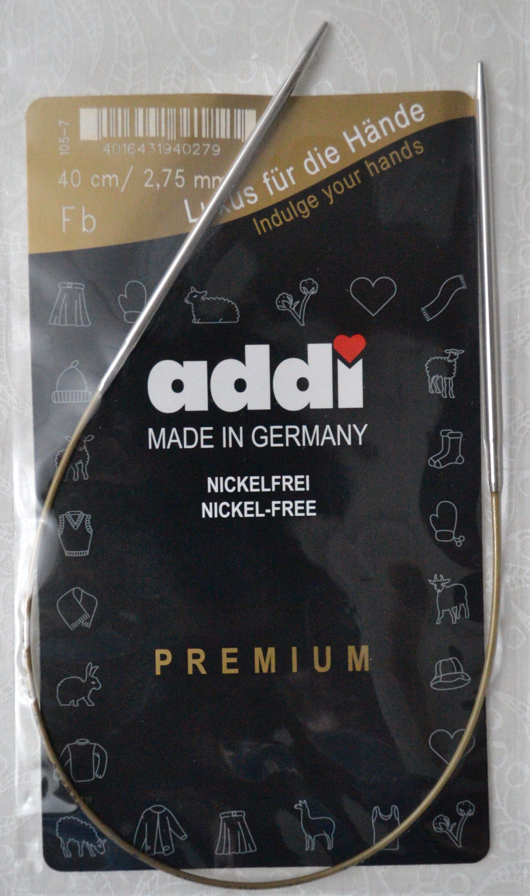 Addi Brass Tip Circular Knitting Needles - 40cm (16")