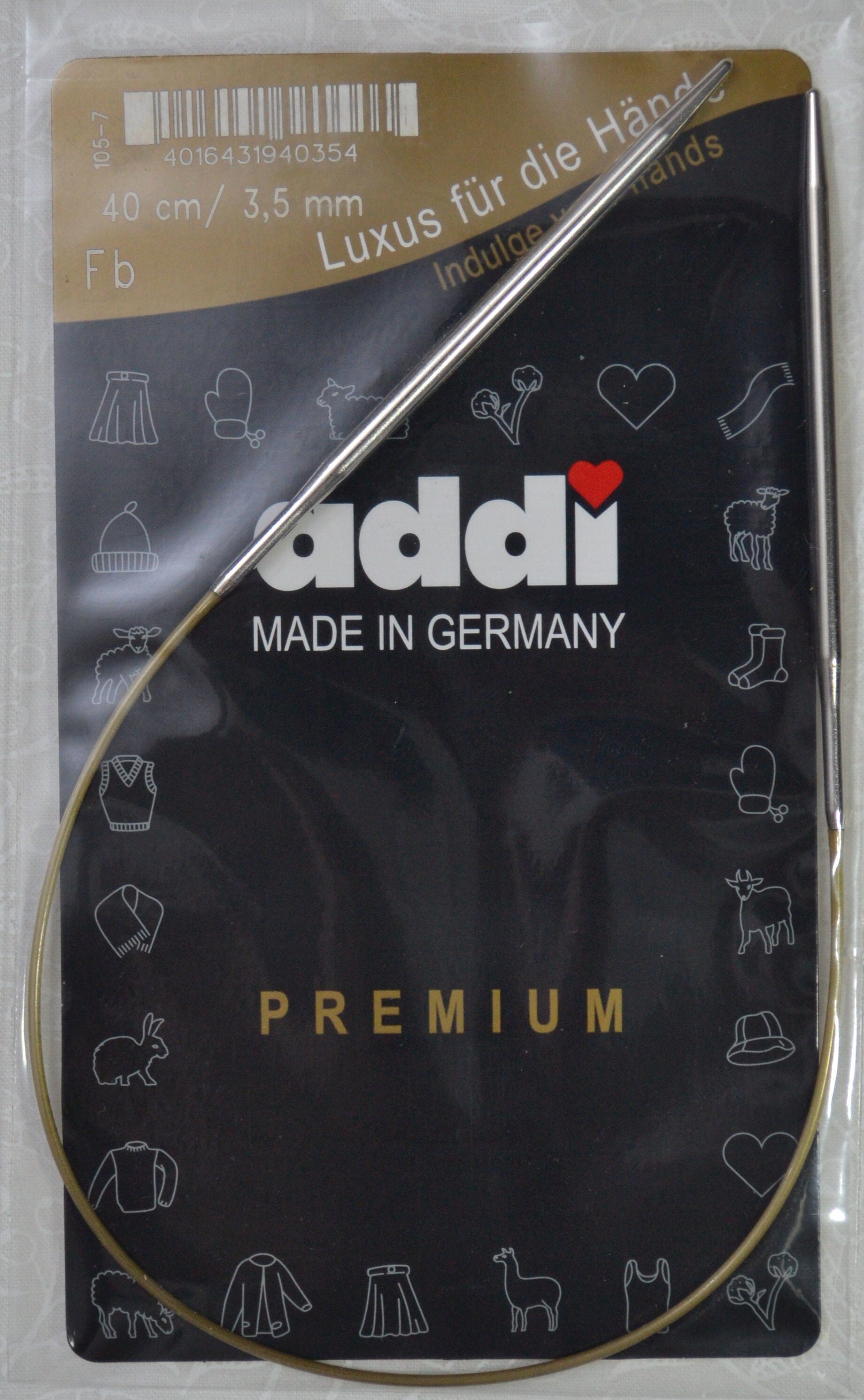 Addi Brass Tip Circular Knitting Needles - 40cm (16")