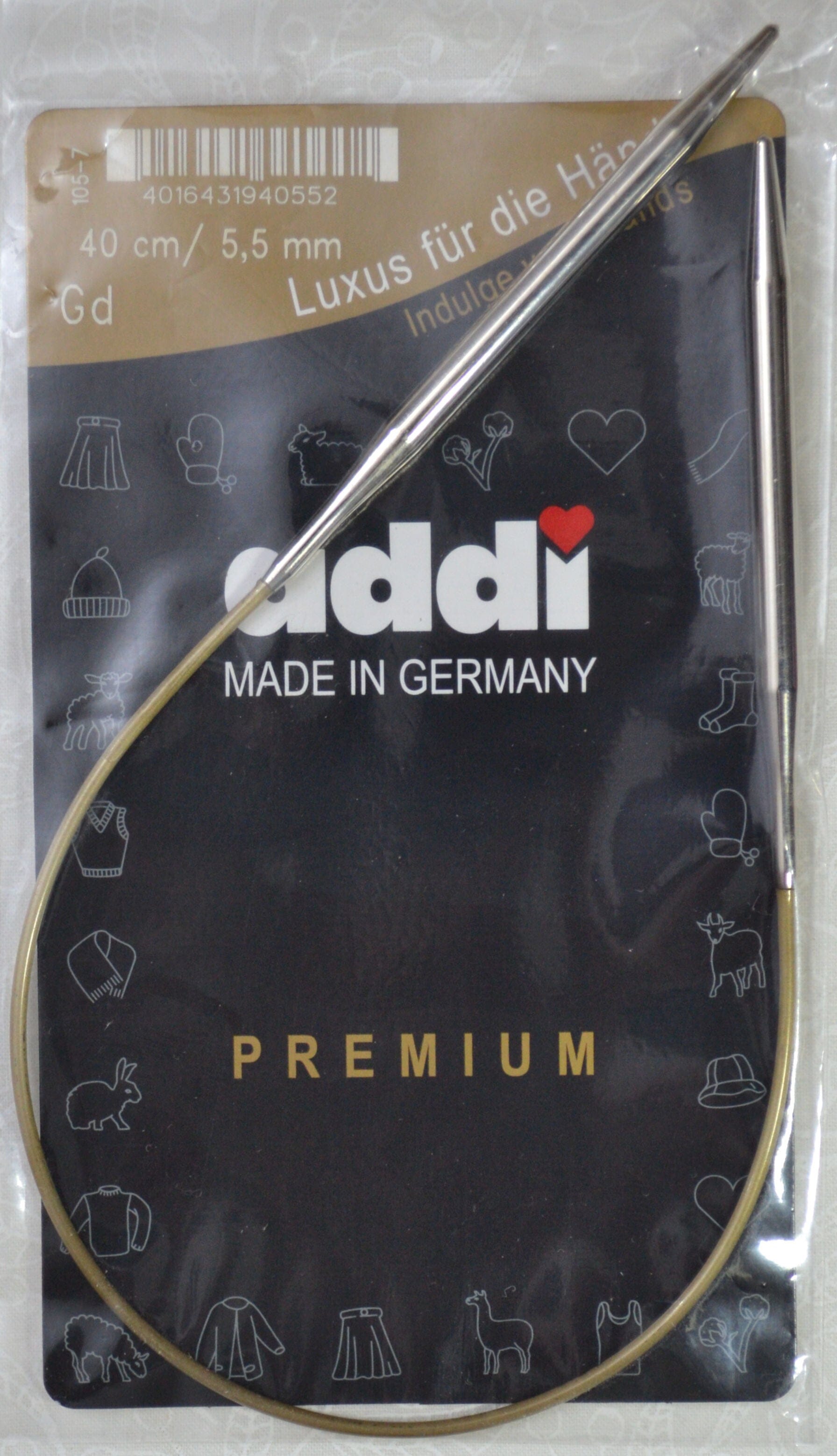 Addi Brass Tip Circular Knitting Needles - 40cm (16")