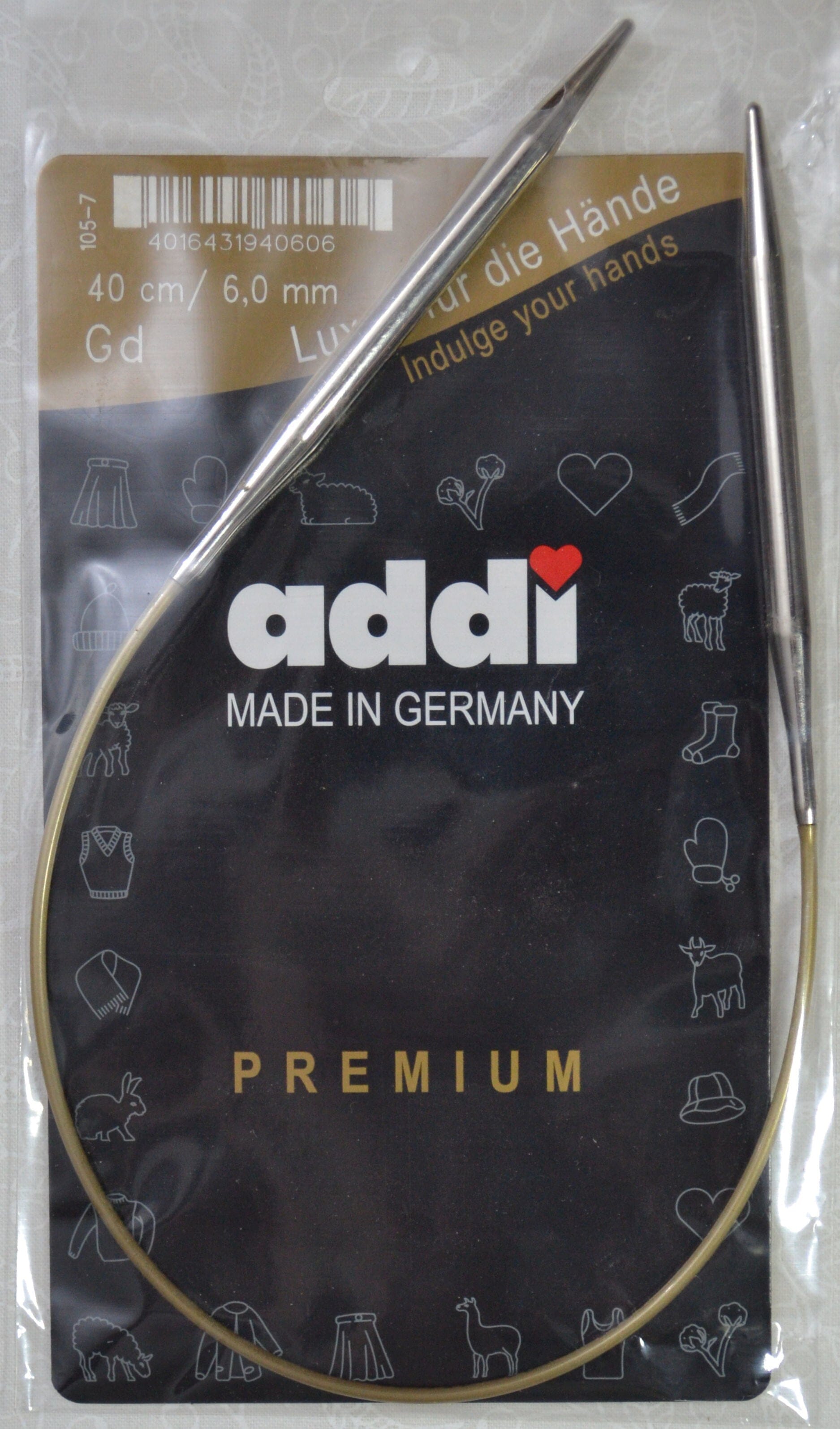 Addi Brass Tip Circular Knitting Needles - 40cm (16")