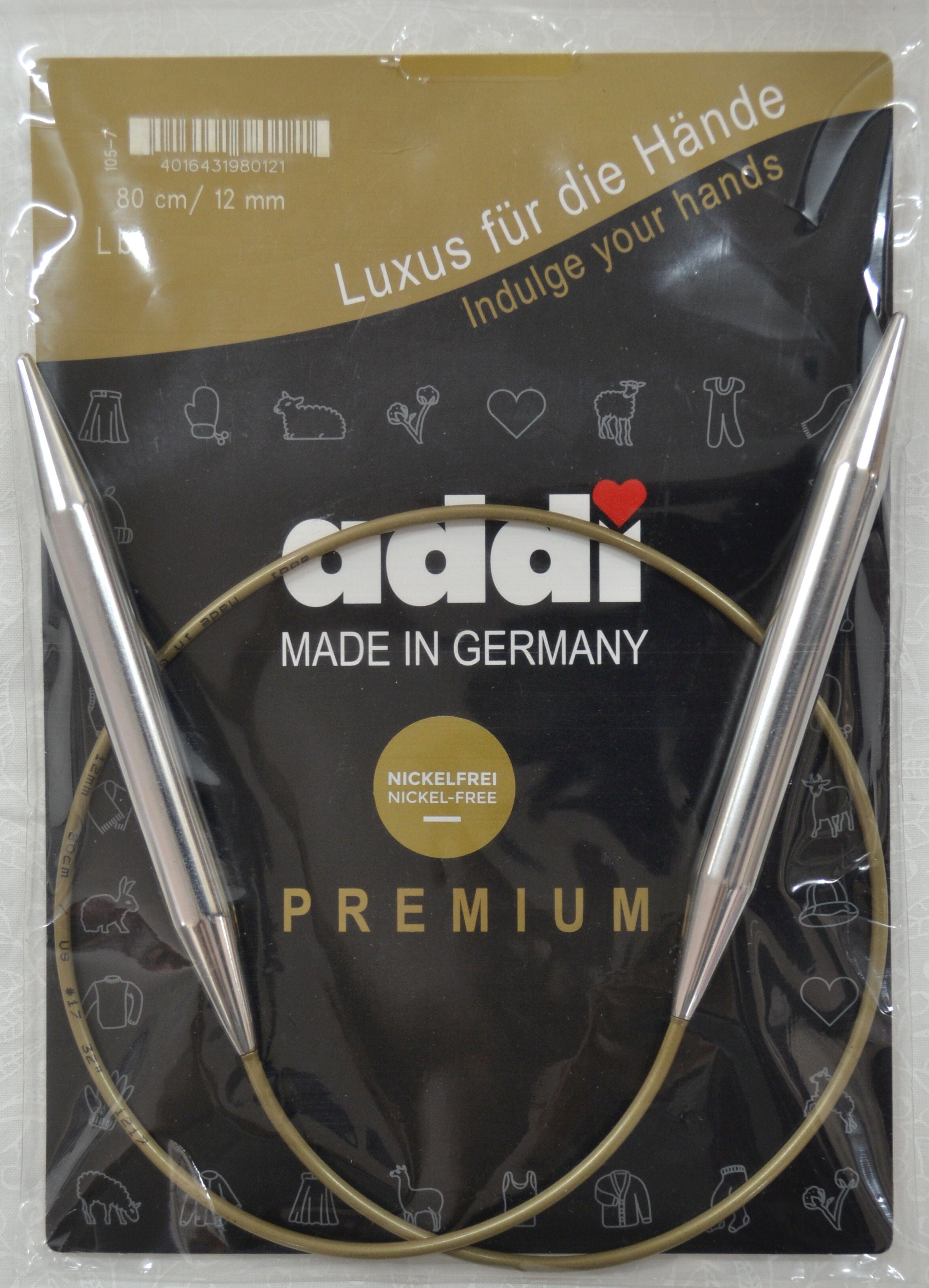 Addi Brass Tip Circular Knitting Needles - 80cm (32")