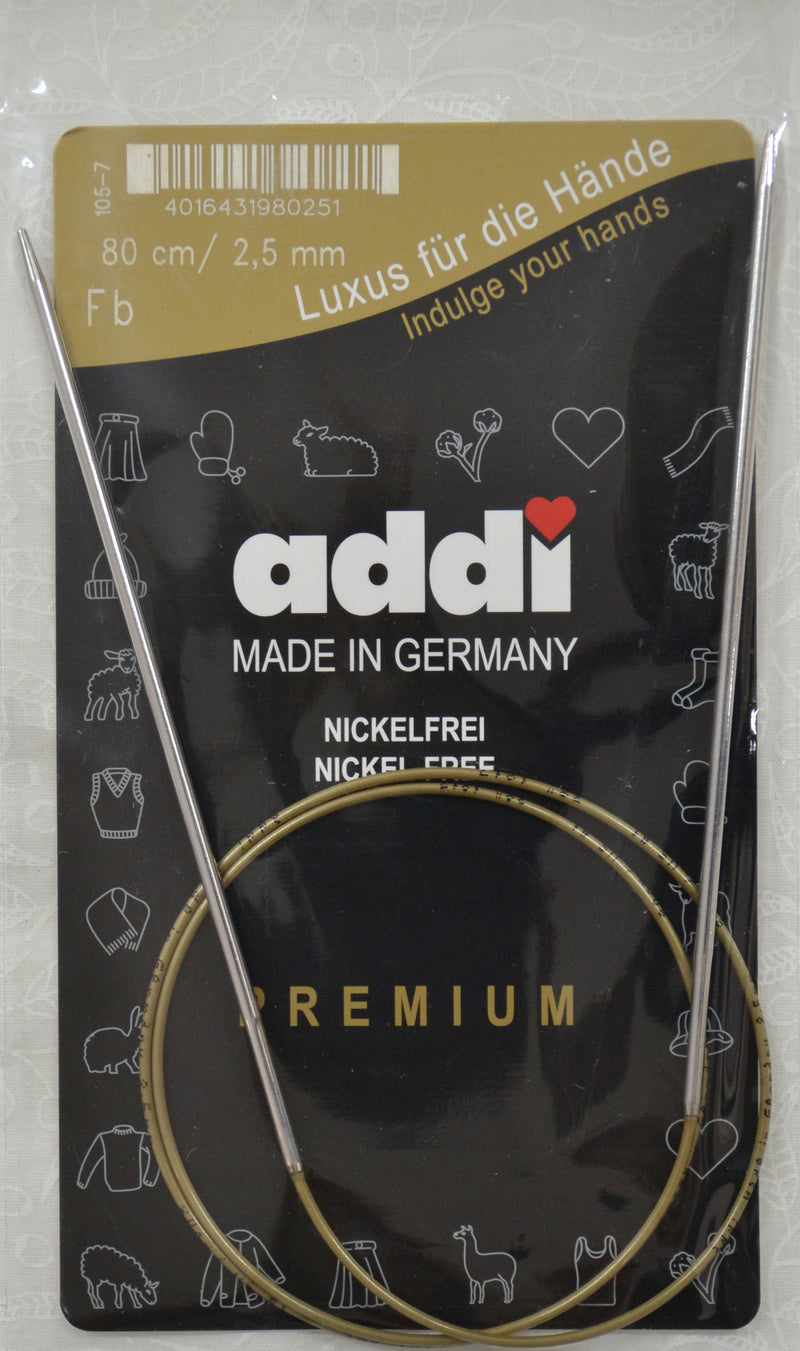 Addi Brass Tip Circular Knitting Needles - 80cm (32")