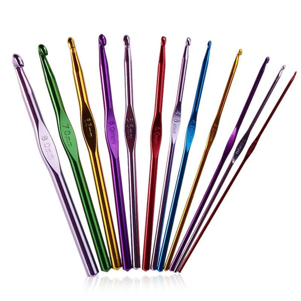 Everyday Colourful Aluminium Crochet Hooks - Set of 12 (2.00mm - 8.00mm)