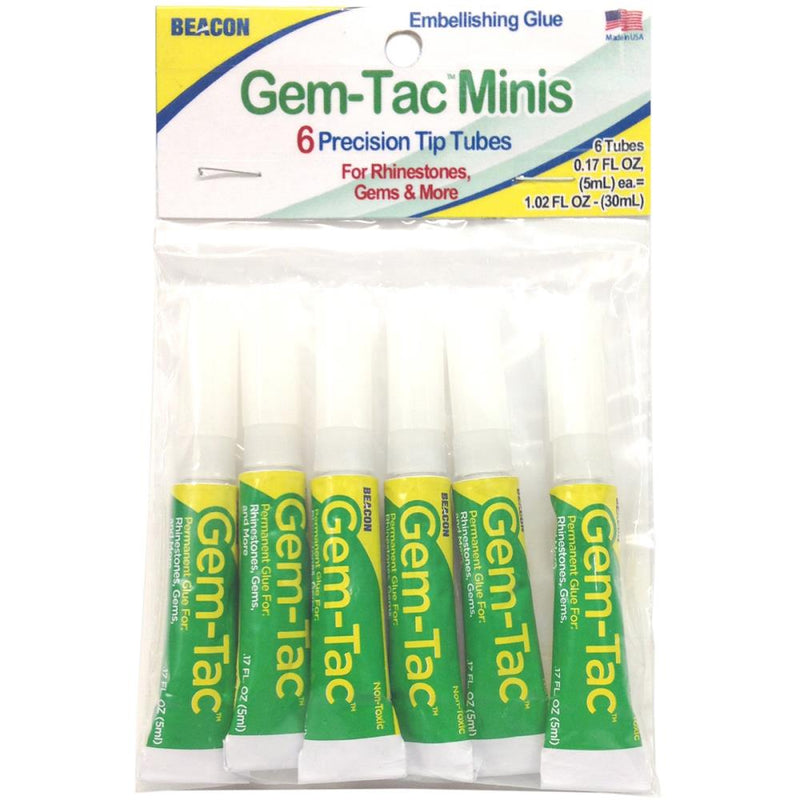 Beacon Gem-Tac Minis Permanent Craft Glue - 6 x 5ml Tubes